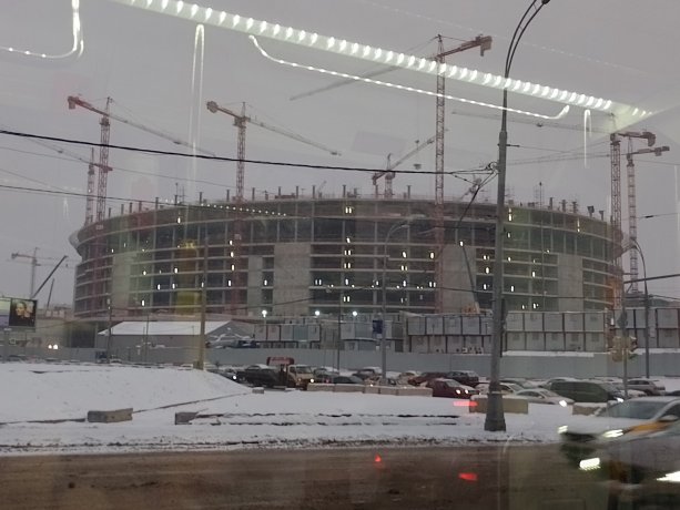 Активное строительство нового СК Олимпийский в Москве.