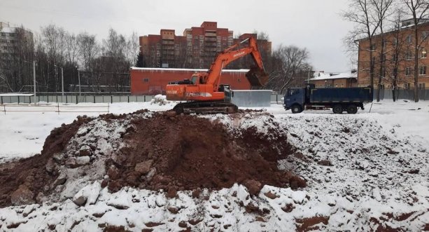 Строящаяся Детская поликлиника на 500 посещений в Чехове.